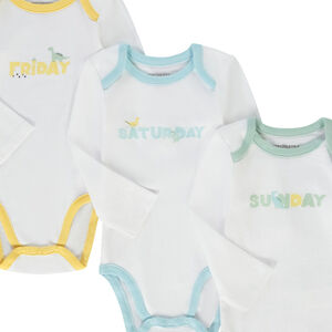 Lot de 7 bodies manches longues semainier pour bébé 