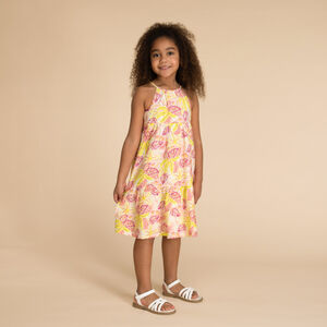 Robe longue à bretelles imprimé feuilles pour fille 