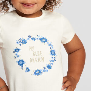 T-shirt manches courtes brodé fleurs pour bébé fille 