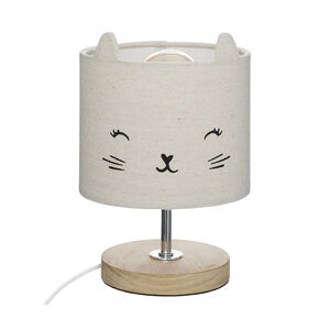 Lampe de chevet abat-jour Chat - Gris  