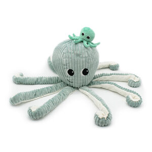 Peluche Ptipotos maman pieuvre Filou et son bébé menthe 