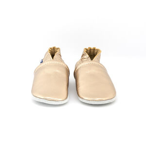 Chaussons souples 0-3M en cuir Babysoft doré 