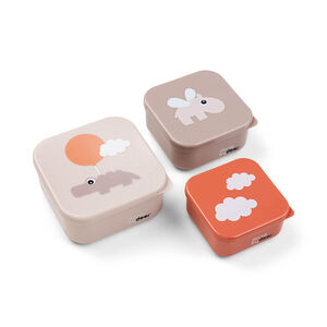 Lot de 3 boîtes à goûter Happy Clouds rose 