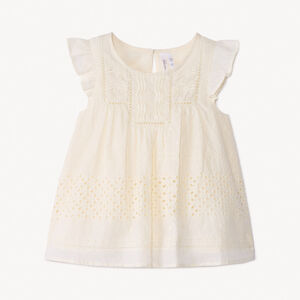 Tunique manches courtes à volants et broderies pour bébé fille 