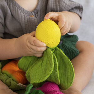 Mini doudou et jouet de dentition 2 en 1 Lou le citron 