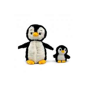 Peluche moyenne Ptipotos pingouin maman et bébé noir  