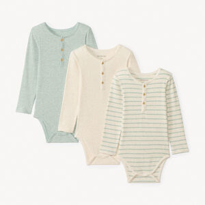 Lot de 3 bodies manches longues col tunisien pour bébé garçon  