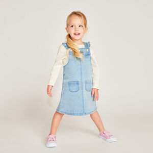 Robe salopette à cœurs dorés pour bébé fille 