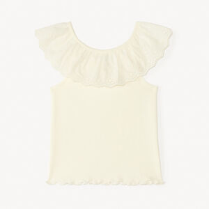 Débardeur à collerette volantée en broderie anglaise pour bébé fille 
