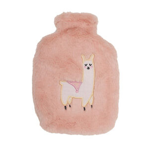 Bouillotte en fausse fourrure Lama rose 