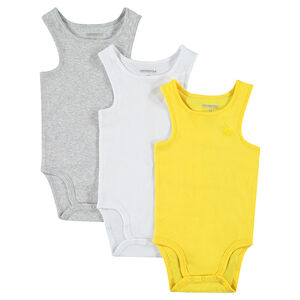 Lot de 3 bodies sans manches en coton pour bébé garçon à logo printé 