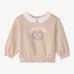 Sweat molleton oversize à col claudine pour bébé fille 