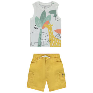 Ensemble débardeur print animaux de la savane + bermuda pour bébé garçon 