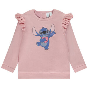 Pull uni et doublé en velours avec Stitch Disney pour bébé fille 