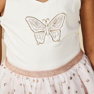 Robe de cérémonie avec ailes et tulle pailleté pour fille 