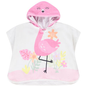Poncho de bain ludique flamant rose pour bébé fille 