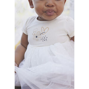 Robe de cérémonie effet 2 en 1 bi-matière pour bébé fille 