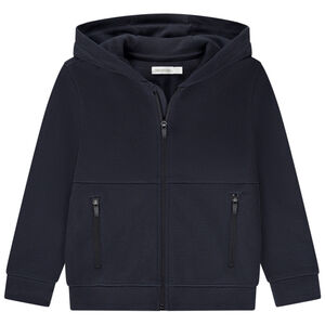 Gilet uni à capuche et poches zippées pour garçon 