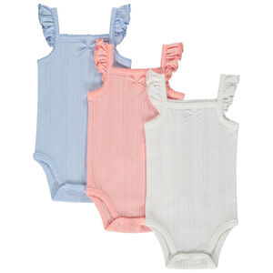 Lot de 3 bodies sans manches en maille pointel pour bébé fille 