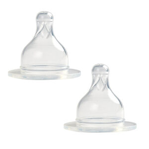 Duo de tétines en silicone - Débit lent (0-6 mois) 