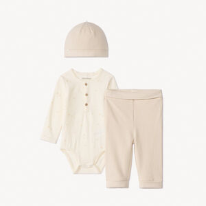 Ensemble 3 pièces bonnet + body + caleçon pour bébé garçon 
