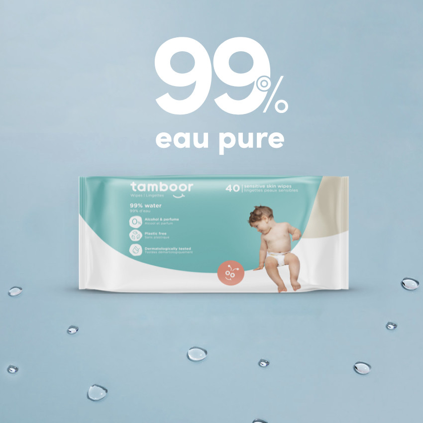 Paquet de 40 lingettes bébé hypoallergéniques 